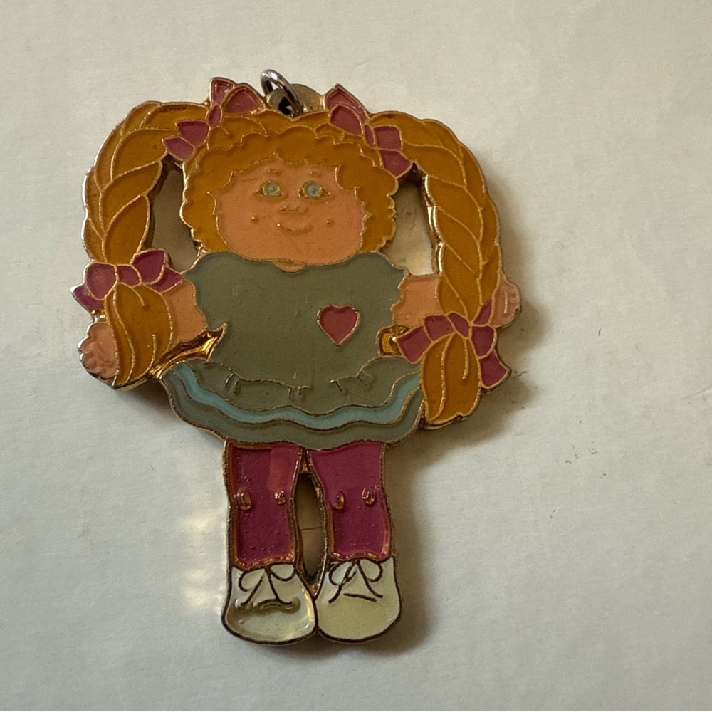 Vtg Cabbage Patch Kids Pendant Necklace 1983 Enameled Retro Nostalgia Jewelry
